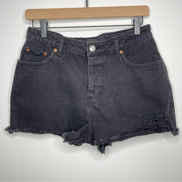 House of Harlow 1960 Black Button Fly Denim Cut Off Shorts Size 28 - Picture 1 of 9